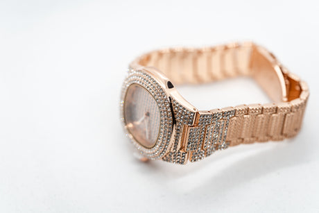 Yacht Club Pave Half Iced Fashion Men's Watch in Rose, White & Yellow Gold