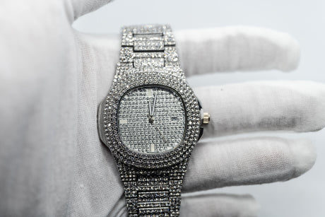 Yacht Club Pave Half Iced Fashion Men's Watch in Rose, White & Yellow Gold