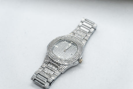 Yacht Club Pave Half Iced Fashion Men's Watch in Rose, White & Yellow Gold