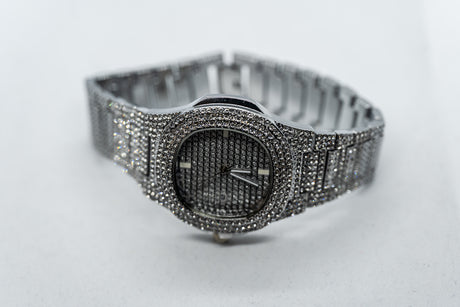 Yacht Club Pave Half Iced Fashion Men's Watch in Rose, White & Yellow Gold