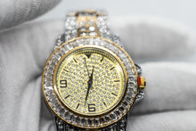 Load image into Gallery viewer, Two-Tone Iced Baguette Watch – Yellow/White Gold Finish