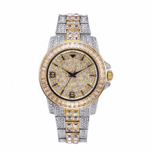 Load image into Gallery viewer, Two-Tone Iced Baguette Watch – Yellow/White Gold Finish