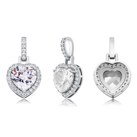 White Heart Shape Gemstone Pendant White Gold