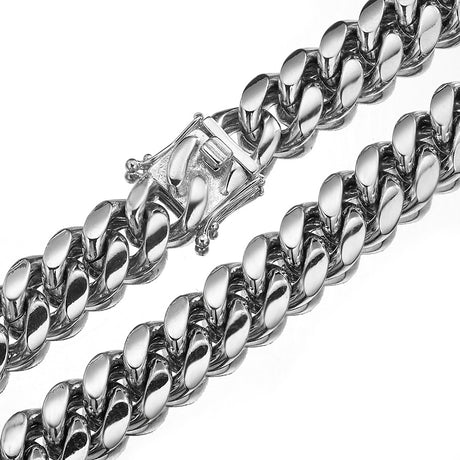 WHITE GOLD CUBAN LINK CHAIN (10mm)