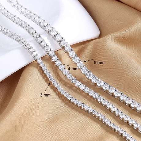 CZ TENNIS CHAIN WHITE GOLD PLATED (3-5MM)