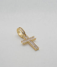 Load image into Gallery viewer, MICRO BAGUETTE DIAMOND CROSS NECKLACE PENDANT - Shop Radiant Ice
