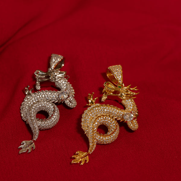 DRAGON PENDANT IN WHITE & YELLOW GOLD