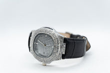 Load image into Gallery viewer, Yacht Club Pave Leather Bracelet Fashion Men's Watch in White Gold
