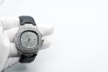 Load image into Gallery viewer, Yacht Club Pave Leather Bracelet Fashion Men's Watch in White Gold
