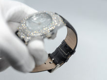 Load image into Gallery viewer, Yacht Club Pave Leather Bracelet Fashion Men's Watch in White Gold

