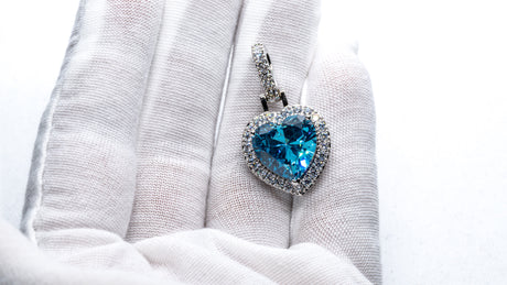 Blue Sapphire Heart Shape Gemstone Pendant White Gold