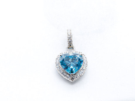 Blue Sapphire Heart Shape Gemstone Pendant White Gold