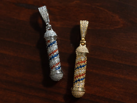 BARBER POLE PENDANT IN WHITE & YELLOW GOLD