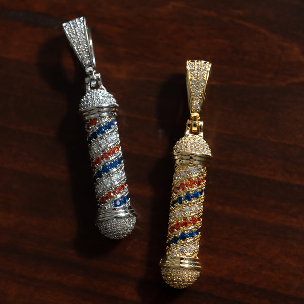 BARBER POLE PENDANT IN WHITE & YELLOW GOLD