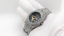 Load image into Gallery viewer, Automatic White Gold Skeleton Face Iced Watch
