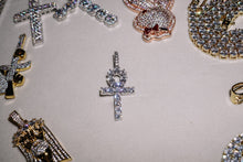 Load image into Gallery viewer, MICRO DIAMOND ANKH GOLD AND WHITE GOLD NECKLACE PENDANT - Shop Radiant Ice
