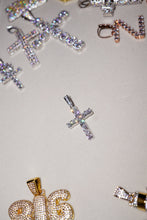 Load image into Gallery viewer, MICRO DIAMOND CROSS NECKLACE PENDANT IN WHITE AND YELLOW GOLD - Shop Radiant Ice
