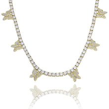 Load image into Gallery viewer, BUTTERFLY TENNIS CHAIN ROSE WHITE YELLOW GOLD
