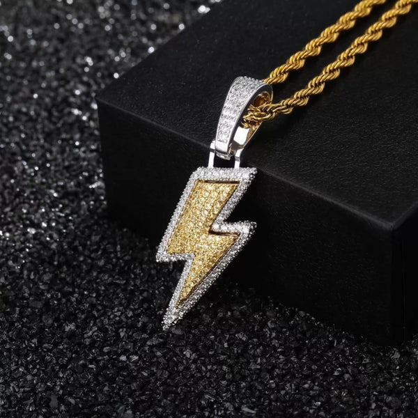 Iced Lightning Bolt Pendant