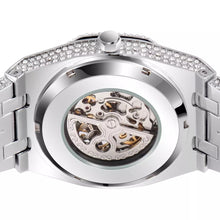 Load image into Gallery viewer, Automatic White Gold Skeleton Face Iced Watch
