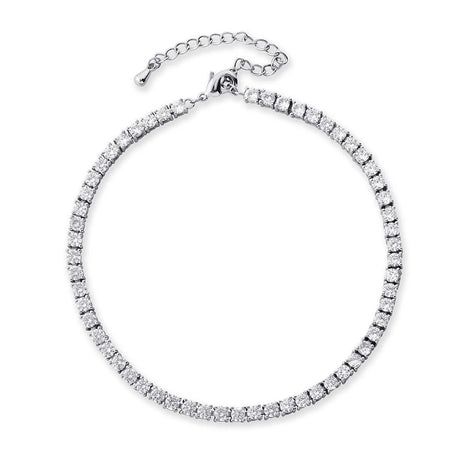 CZ TENNIS ANKLET WHITE GOLD PLATED (3MM)