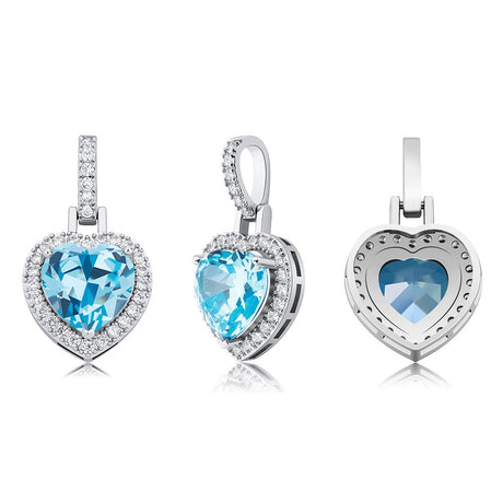 Blue Sapphire Heart Shape Gemstone Pendant White Gold