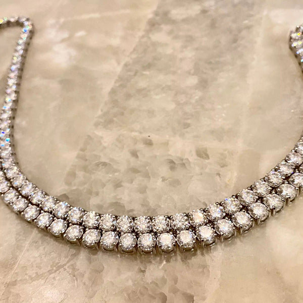 .925 Sterling Silver Moissanite Tennis Chain (3-5mm)